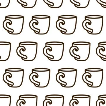 Coffee cup seamless pattern. Cute vector black and white coffee cup pattern Illustrazione stock