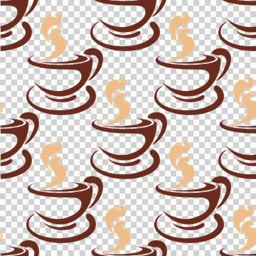 Coffee Cup Seamless Pattern Texture - PNG Graphic Stock Illustration