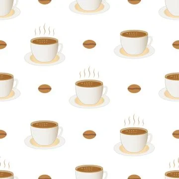 Coffee Cup Seamless Pattern Vector Illustrazione stock