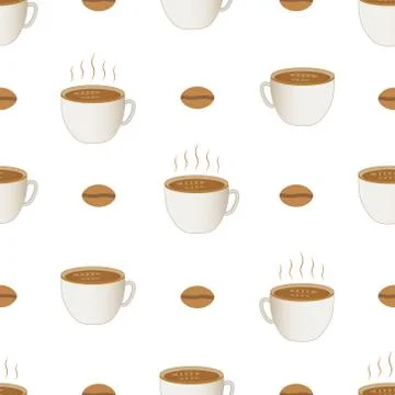 Coffee Cup Seamless Pattern Vector Stock Illustration