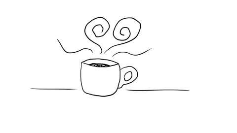 Coffee cup self drawing, sketching animation 2D. Stock Footage 146231193