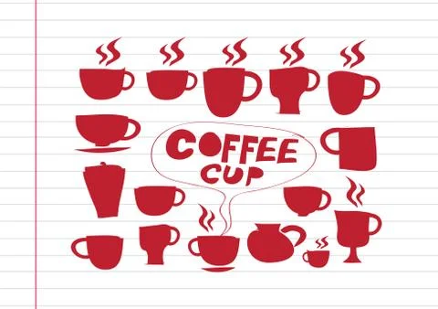 Coffee cup set hand drawing Illustration