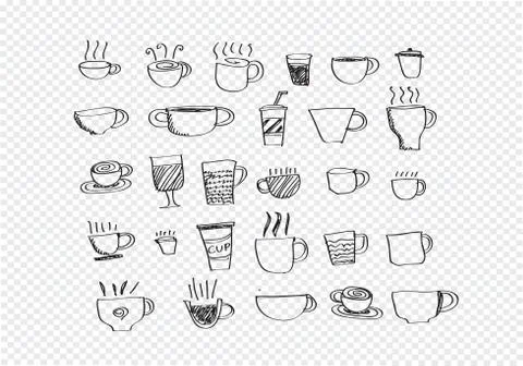 Coffee cup set hand drawing Illustration