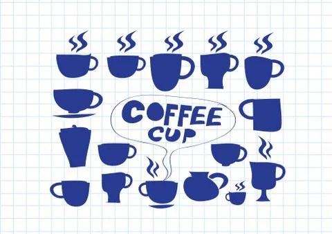 Coffee cup set hand drawing Illustration