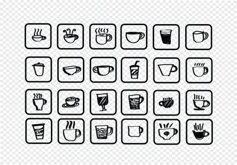 Coffee cup set hand drawing Illustration
