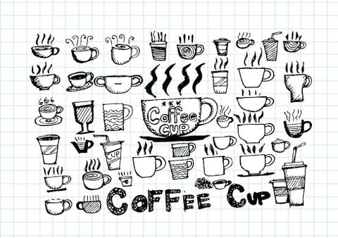 Coffee cup set hand drawing Illustration