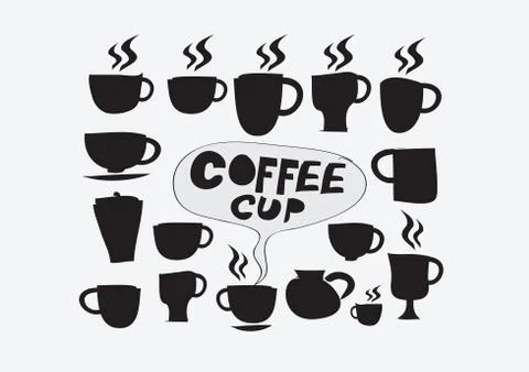 Coffee cup set hand drawing Illustration