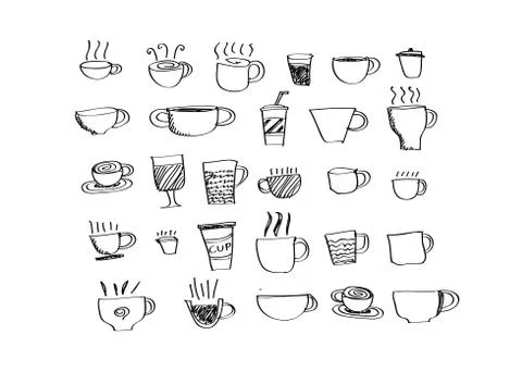 Coffee cup set hand drawing Illustration