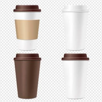 Coffee Cup Set Isolated Transparent Background Stock Illustration