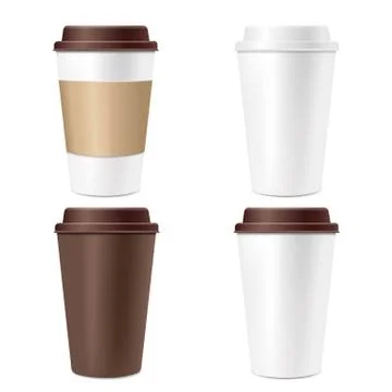Coffee Cup Set Isolated White Background Stock Illustration