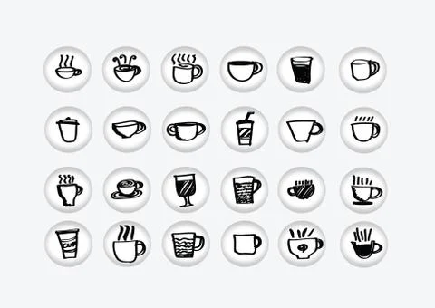 Coffee cup set or tea cup icon collection design Illustrazione stock