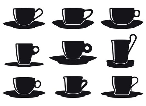 Coffee Cup Set Silhouette Stock Illustration