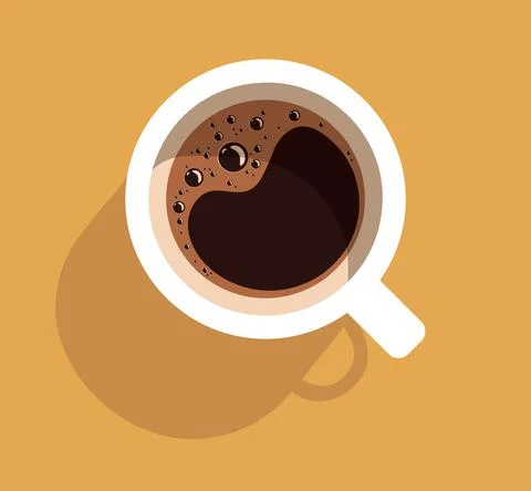 Coffee Cup Shadow Minimal Illustration Background Hot Espresso Caffeine Beverage Stock Illustration