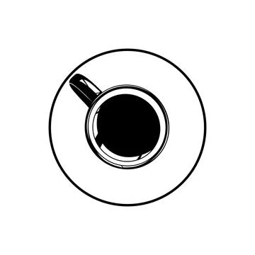 Coffee Cup Silhouette. Top View.  Coffee Cup Illustration Stock Illustration