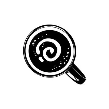 Coffee Cup Silhouette. Top View.  Coffee Cup Illustration Stock Illustration