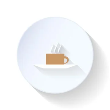Coffee cup on a silver platter flat icon Stock Illustration