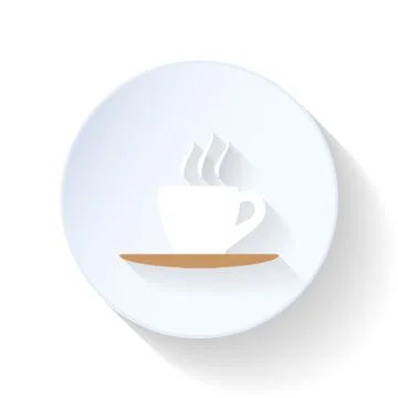 Coffee cup on a silver platter flat icon Stock Illustration