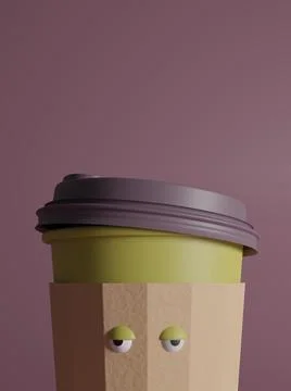 Coffee cup with sleepy eyes. Keep cup. Morning Stock Illustration