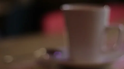 Coffee cup &amp; spoon - close up, pull focus 库存影片 35140881