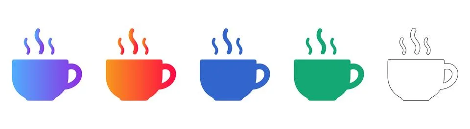 Coffee Cup Steam Vector Icon Set 스톡 일러스트