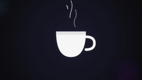 Coffee cup steaming animation on dark background Stock Footage 346735372