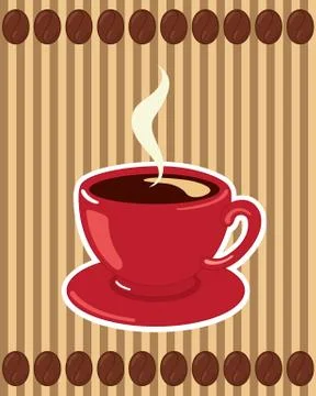 Coffee Cup on Striped Background Stock Illustration