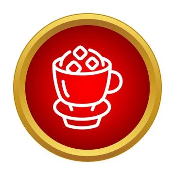 Coffee cup with sugar cubes line icon Stock Illustration