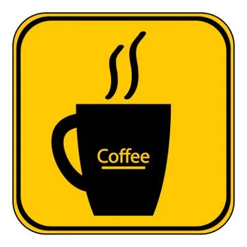 Coffee cup symbol button. Stock Illustration