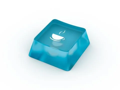 Coffee cup symbol on keyboard button. 3D rendering Stockillustratie