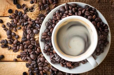 Coffee cup on table top Stock Photos