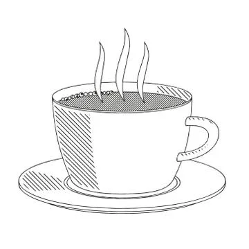 Coffee cup/ tea cup - black and white illustration/ drawing Illustration