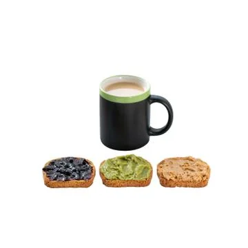 Coffee cup with three types of toasts Stock Photos