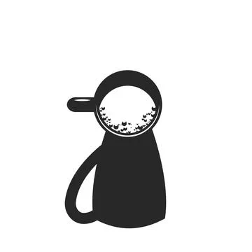 Coffee cup top view with big shadow black and white food illustration, creati Stock Illustration