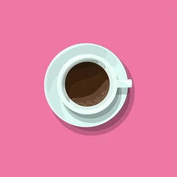 Coffee cup top view flat lay. Espresso drink beverage modern design. Restaurant Stock Illustration