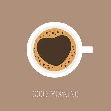 Coffee cup top view. Good morning. Love coffee Stock Illustration