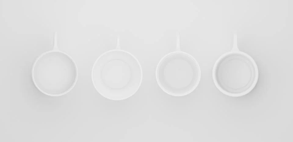 Coffee cup top view set isolated on the white background. 3 render Illustrazione stock