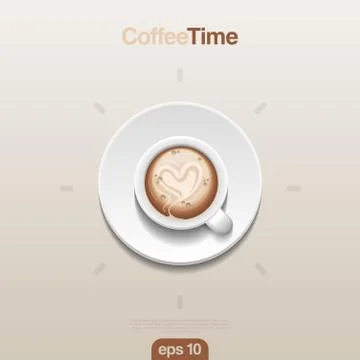 Coffee cup top view vector. cappuccino foam. design concept. Stock Illustration