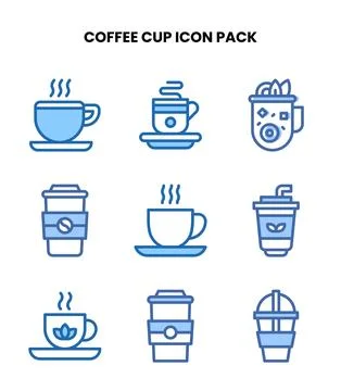 Coffee Cup Two Colour Bundle Icons Pack Stock Illustration