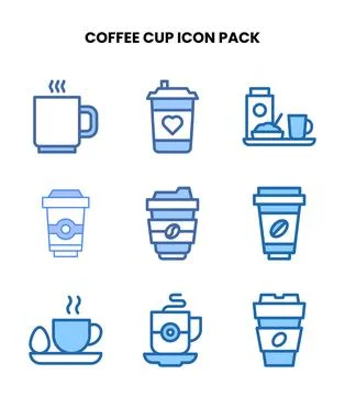 Coffee Cup Two Colour Design Icons Pack Stock Illustration