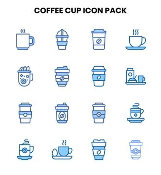 Coffee Cup Two Colour Graphics Icons Pack Stock Illustration