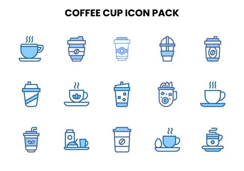 Coffee Cup Two Colour Icons Pack Stock Illustration