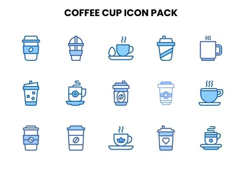 Coffee Cup Two Colour Set Icons Pack Stock Illustration
