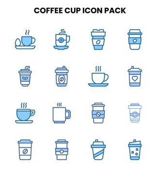 Coffee Cup Two Colour Vector Icons Pack イラスト素材