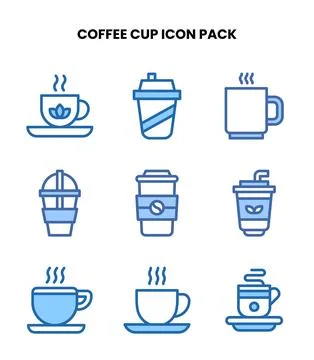 Coffee Cup Two Colour Vector Icons Pack Stock Illustration