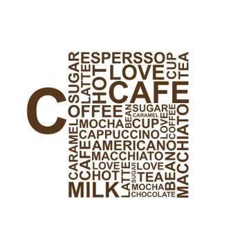 Coffee cup typography words Stock Illustration