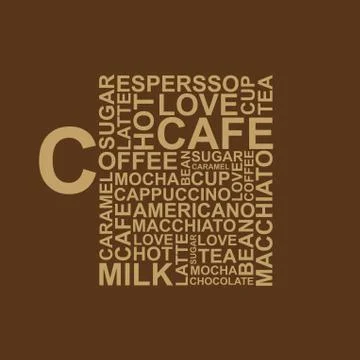 Coffee cup typography words Stock Illustration