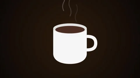 Coffee cup vector animation loop with rising steam on dark background Stock-Footage 346735346