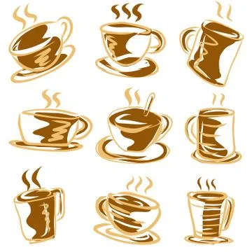 Coffee cup vector collection for cafe content. Stock Illustration
