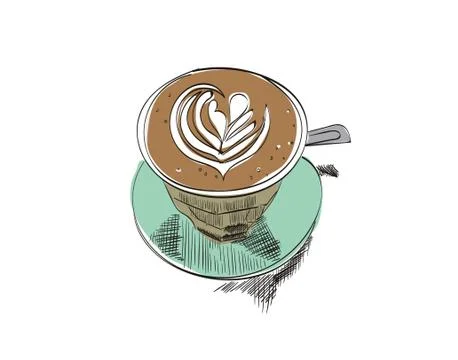 Coffee cup vector hand drawn illustration. Ilustración de archivo