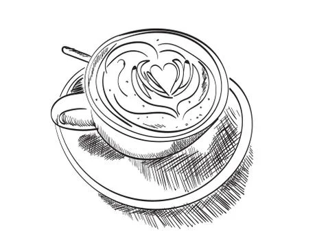 Coffee cup vector hand drawn illustration. Ilustración de archivo